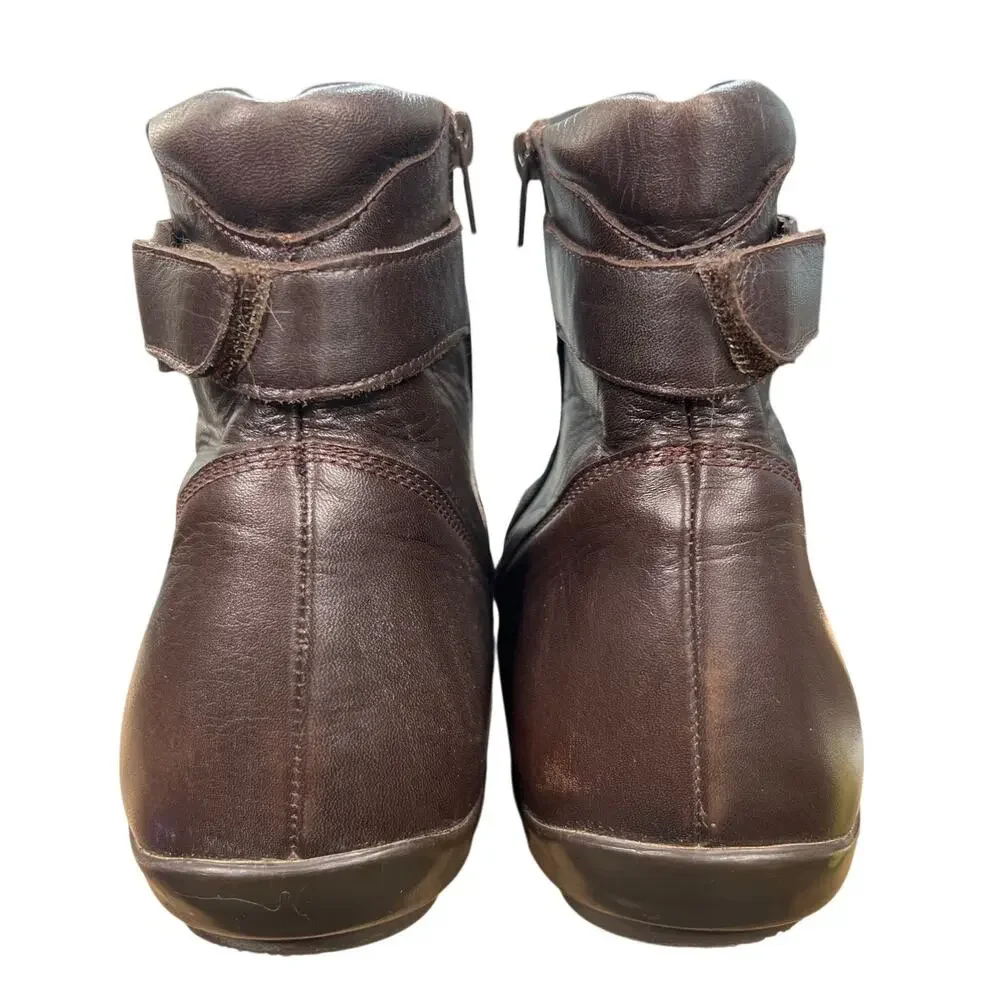 Bacco Bucci Llorente Brown Leather Side Strap Ankle Boots Size 43 US 10